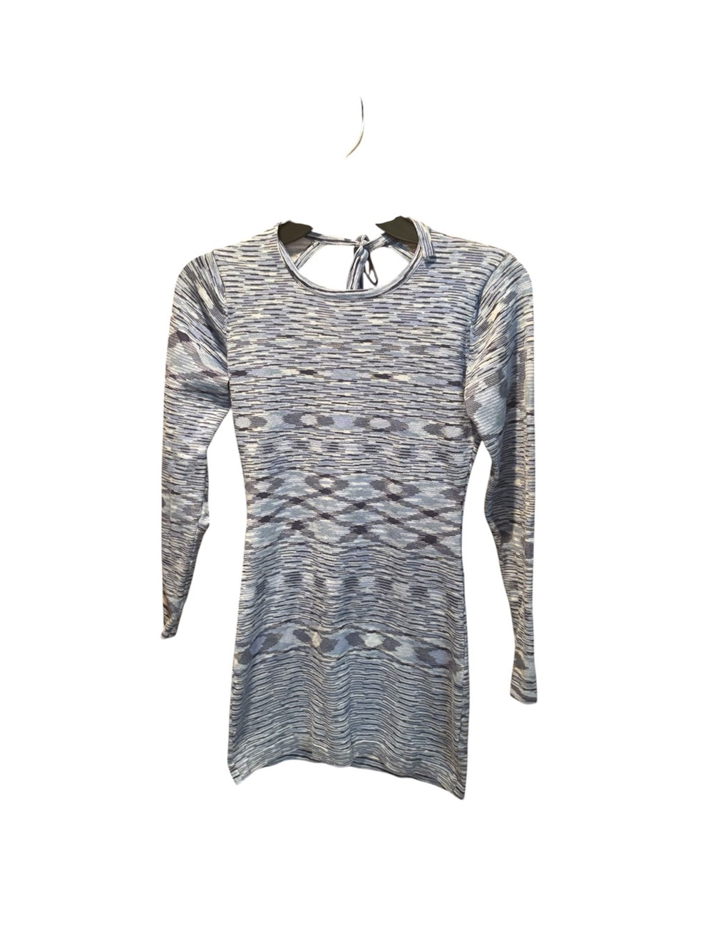 superdown Long Sleeve Knit Bodycon Dress in Blue, White, Black Medium